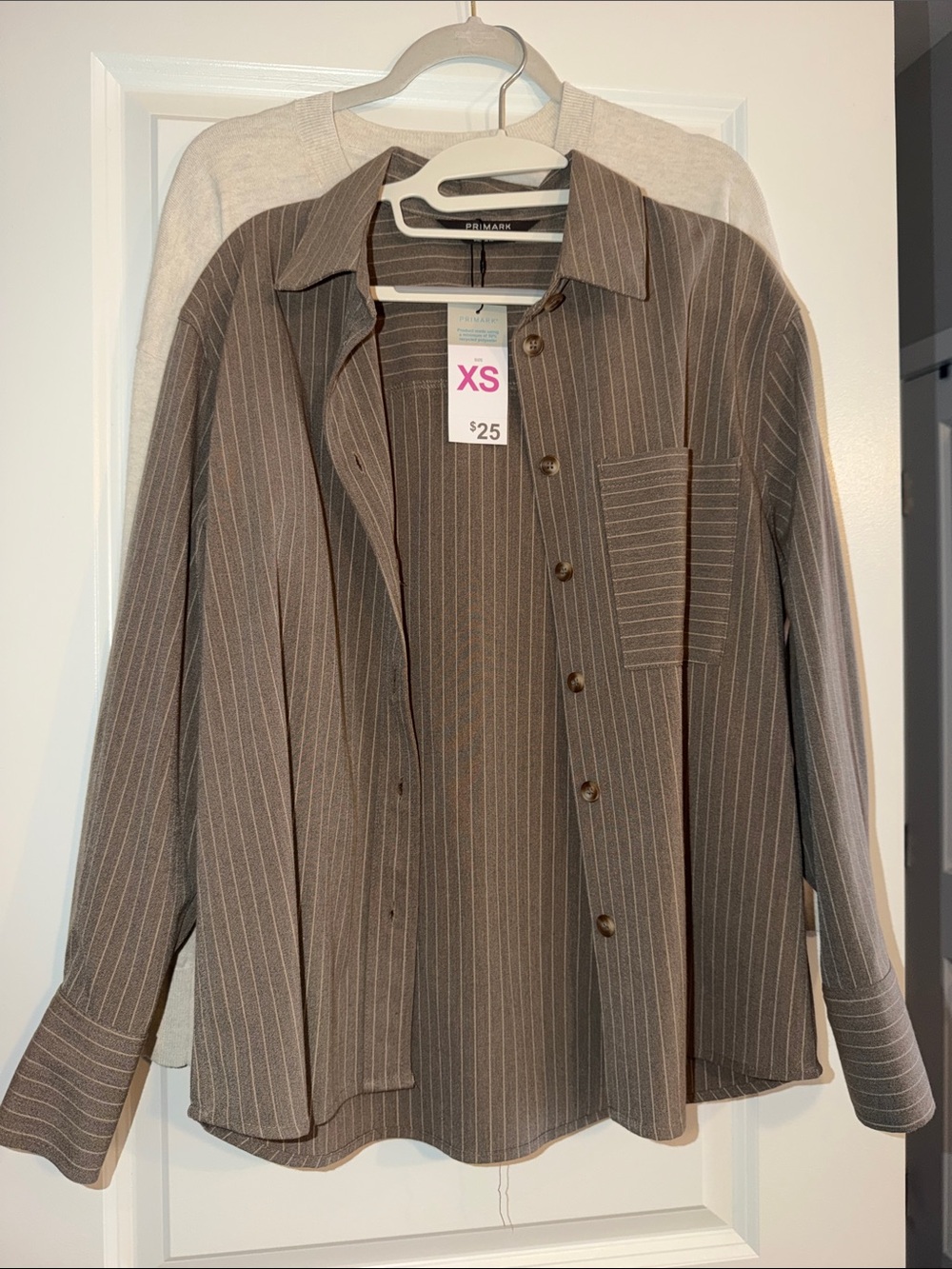 Primark Brown Pinstripe Shirt Jacket